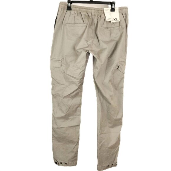 Kuwallatee Men’s Cargo Jogger Pants XL Khaki NWT Stretch Cotton Elastic Waist - Picture 2 of 8